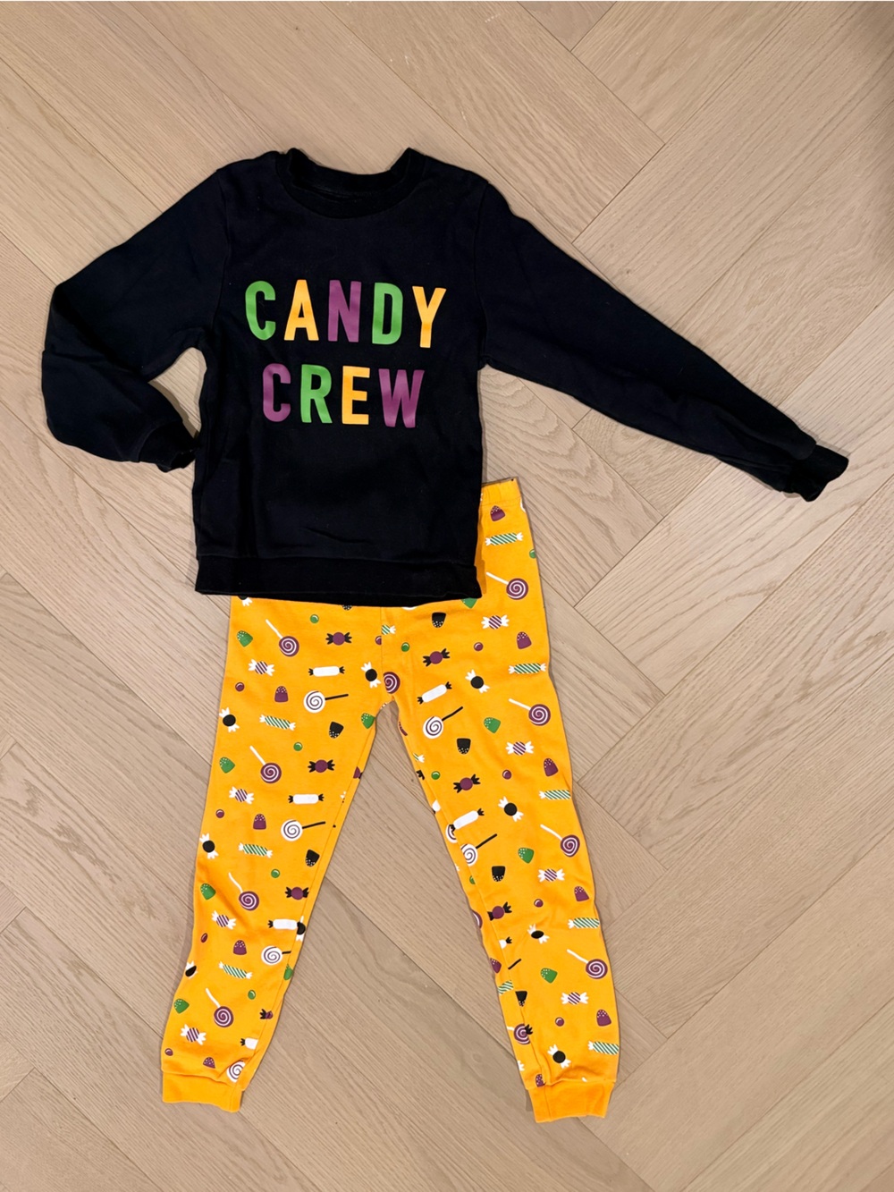 Kids 'Candy Crew' Black & Orange Pajama Set